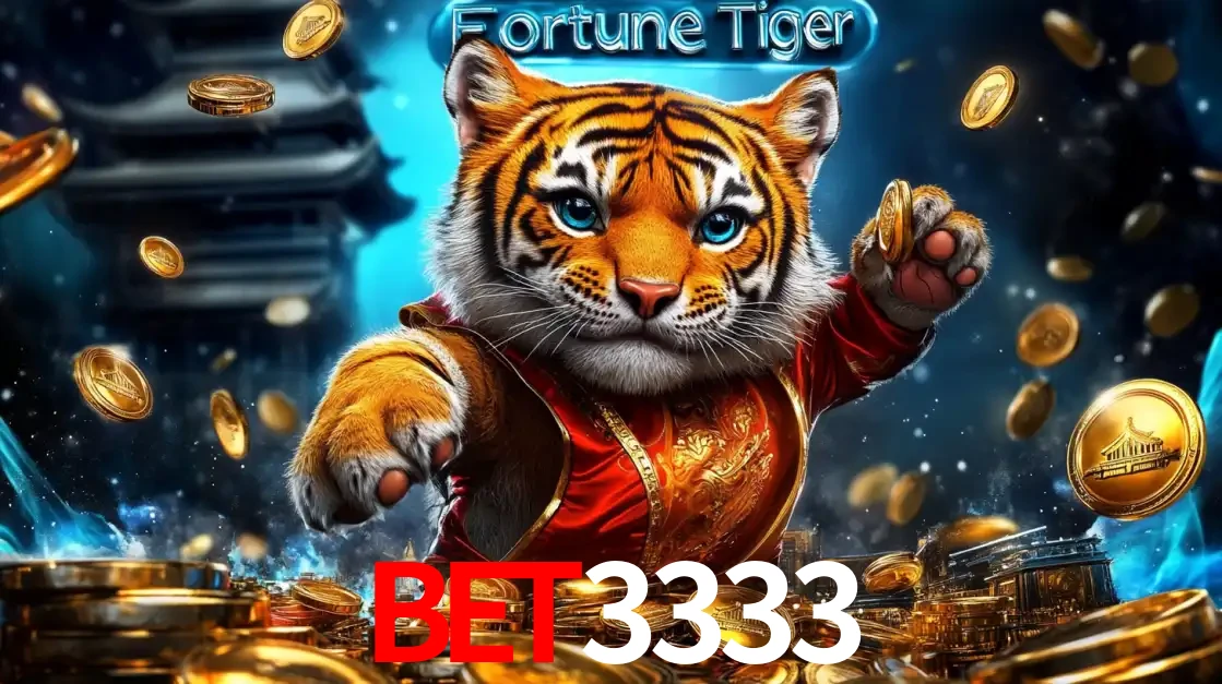 Imagem promocional do jogo de slot Fortune Tiger, com um tigre majestoso em traje tradicional cercado por uma fortuna em moedas de ouro, disponível agora no cassino BET3333.